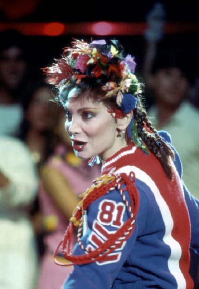 Caption: Toni Basil in the cheerleader uniform during the performance of &q...