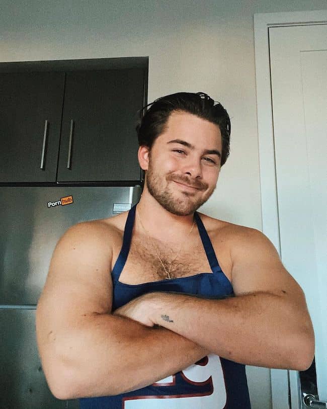 Caption: Dominic DeAngelis cooking food for YouTube video (Sources: Instagr...