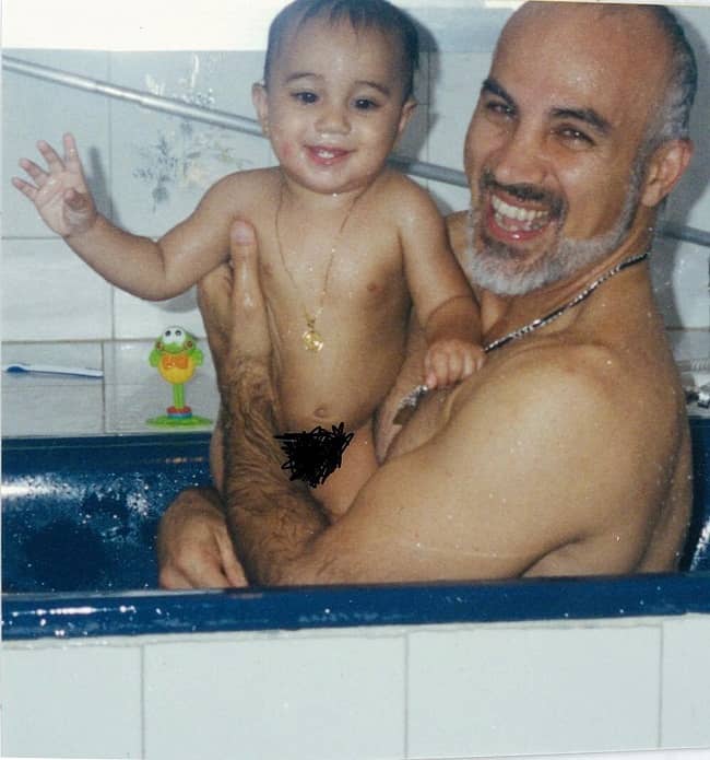 Caption: Zane Hijazi’s childhood picture with his dad. 