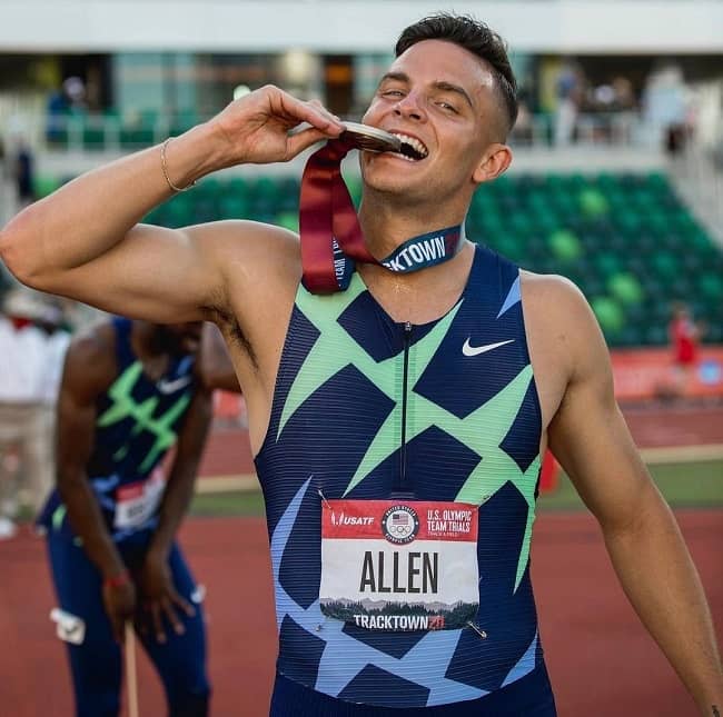Caption: Devon Allen winning a medal at the US Olympic Trials (Source: Inst...
