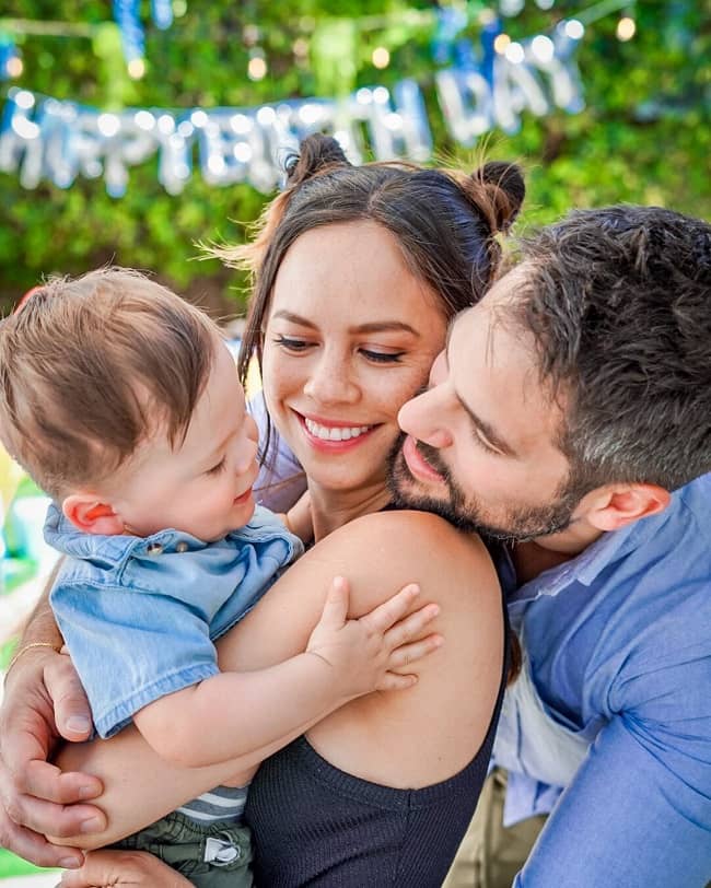 Brant with his wife and son