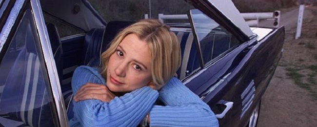 Mira Katherine Sorvino posing for a photo in her car (Source Getty Images)