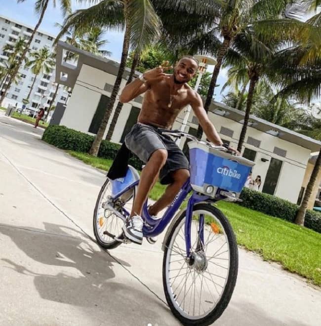Christopher Nkunku posing with his bicycle.(Source Instagram)jpg